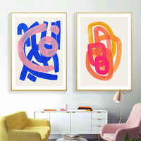 Mid Century Modern Strokes Canvas Wall Prints