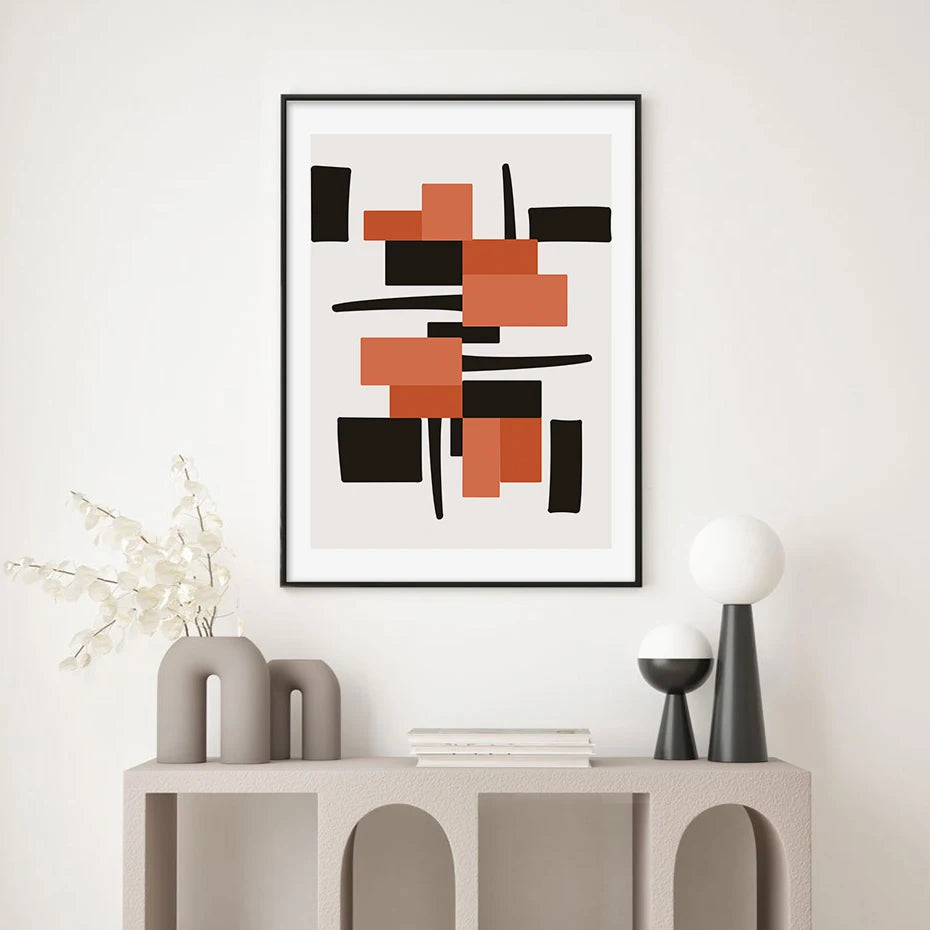 Orange and Black Nordic Canvas Wall Prints