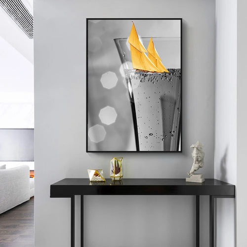 Modern Black Wine Glass Canvas Wall Prints