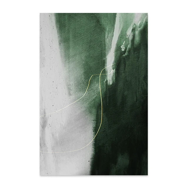 Gold and Green Abstract Canvas Wall Print