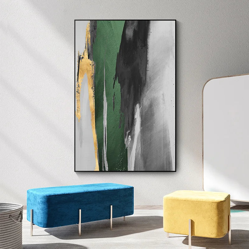 Gold and Green Abstract Canvas Wall Print