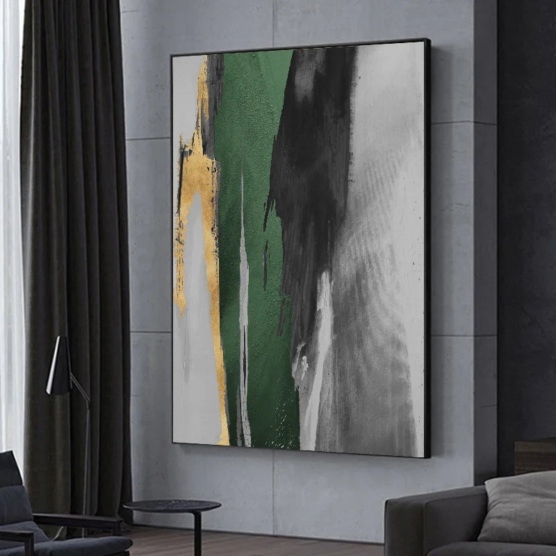 Gold and Green Abstract Canvas Wall Print