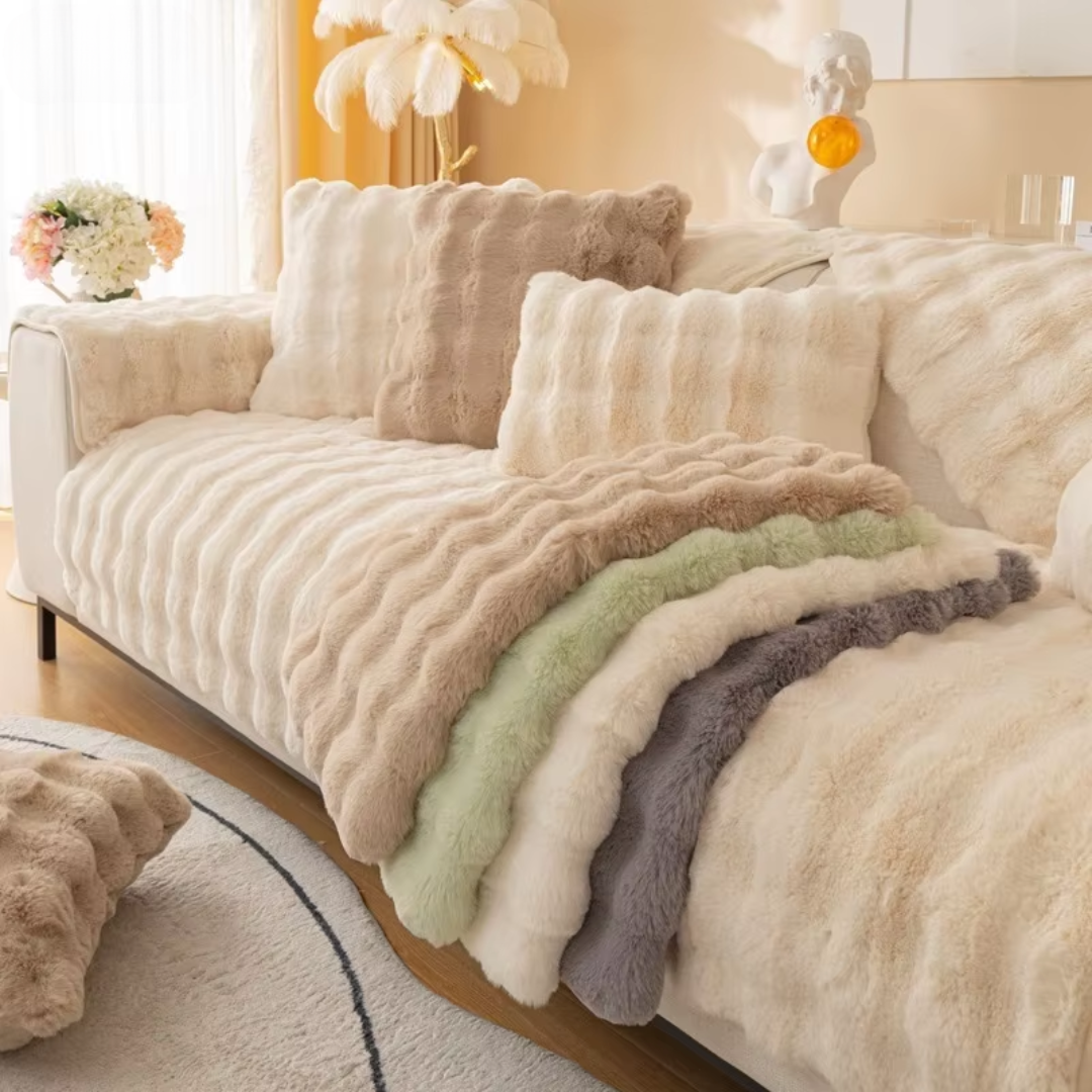 Nordic Solid Plush Sofa Cover