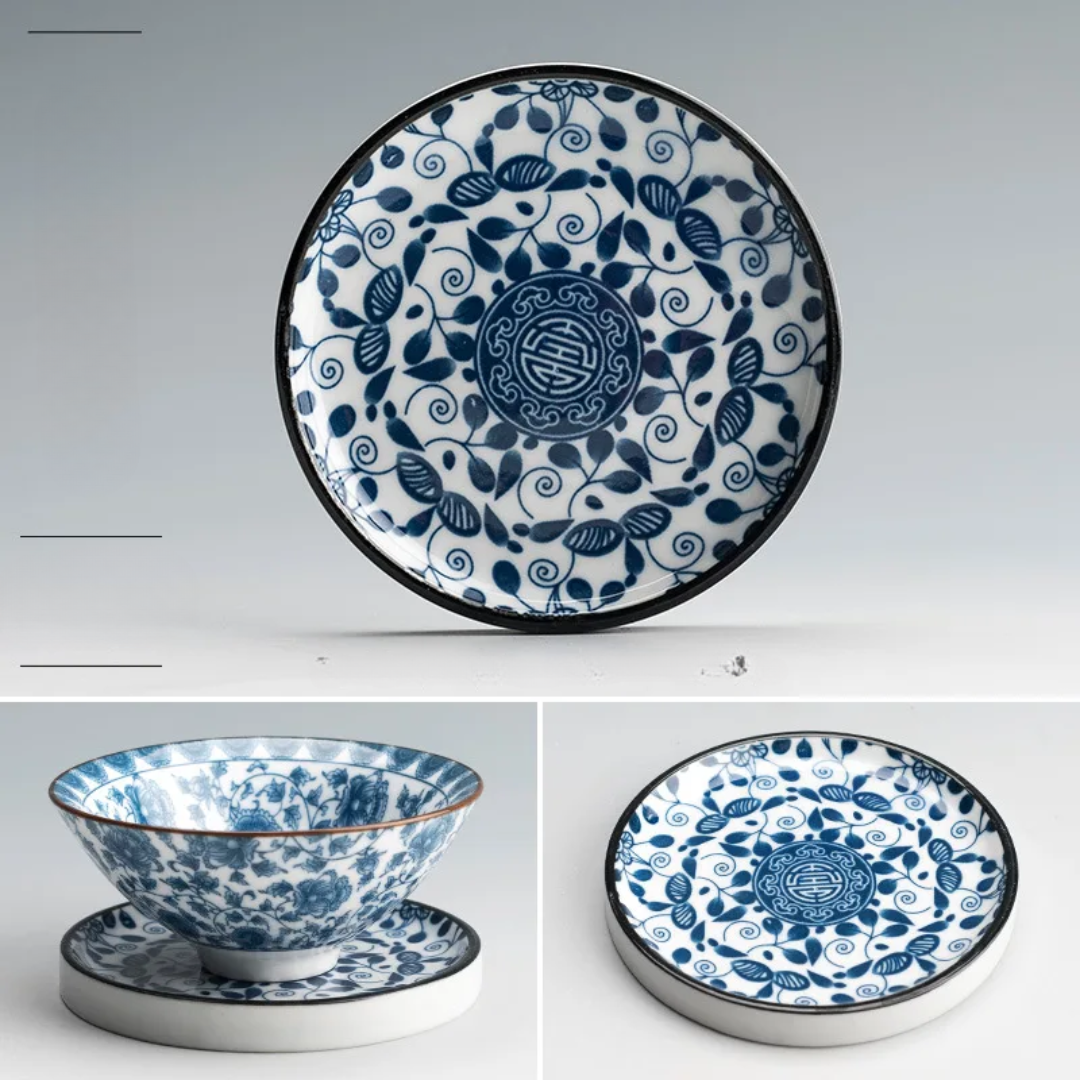 Retro Blue & White Porcelain Dinner Plates