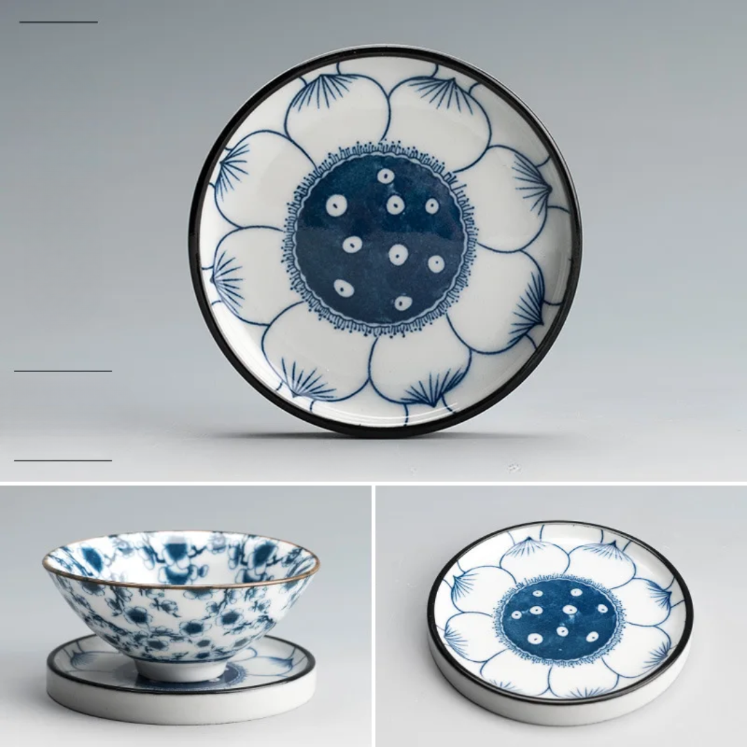 Retro Blue & White Porcelain Dinner Plates