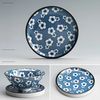 Retro Blue & White Porcelain Dinner Plates