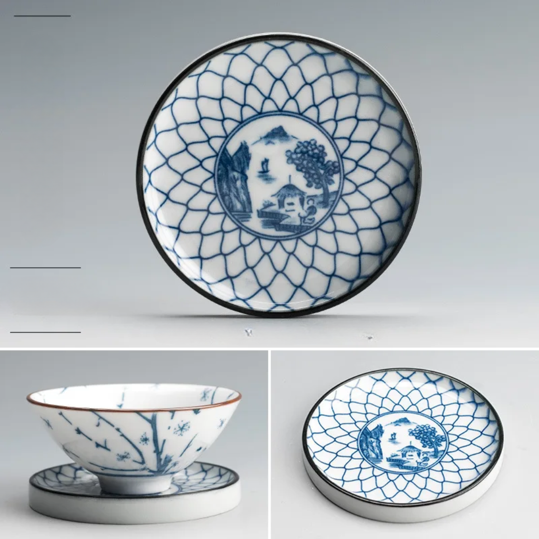 Retro Blue & White Porcelain Dinner Plates