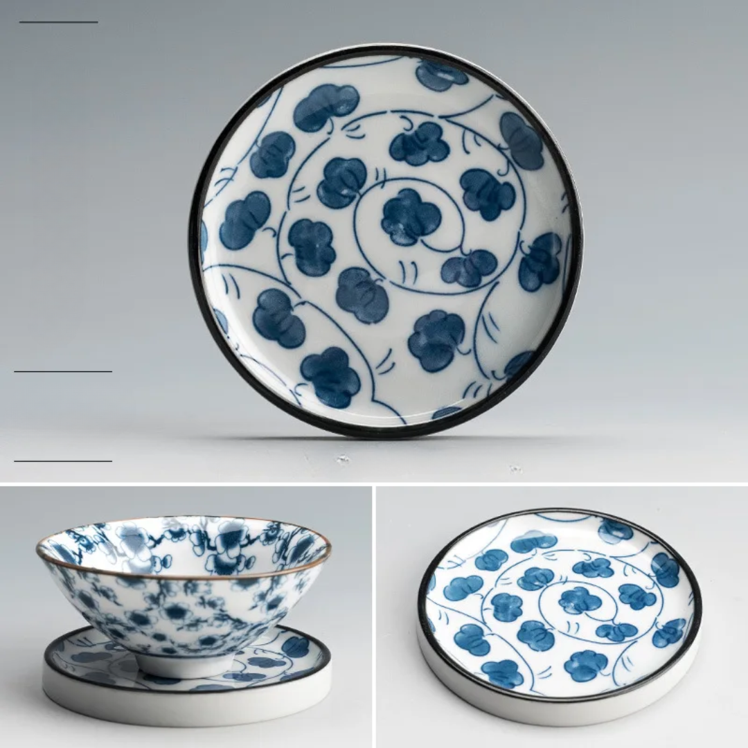 Retro Blue & White Porcelain Dinner Plates