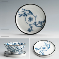 Retro Blue & White Porcelain Dinner Plates