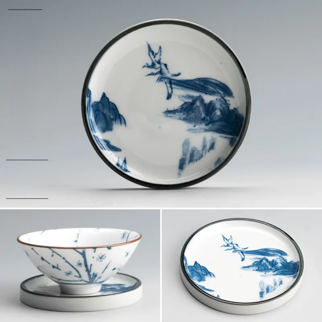 Retro Blue & White Porcelain Dinner Plates