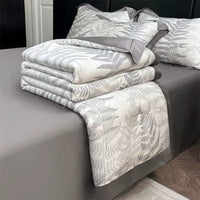 Luxury Spring Summer Quilt Soft Comfortable Cooling Quilts Washed Silk Thin Blanket Printed Smooth Ice Cool Comforter Washable