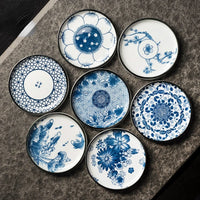 Retro Blue & White Porcelain Dinner Plates