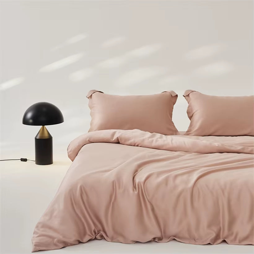 Home Mulberry Silk Duvet Cover Set, Luxury 3 Piece Bedding Set, 1Pc Comforter Cover 2Pcs Pillowcase, Couple Bed Blanket Cover