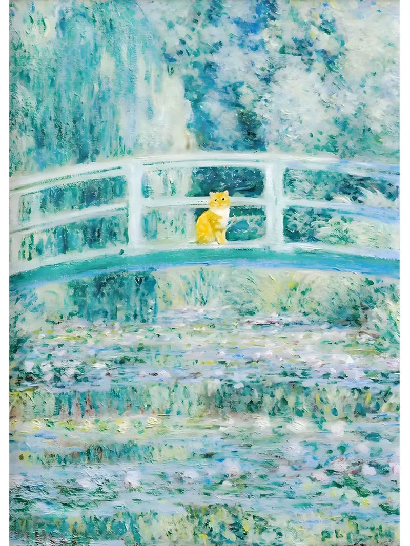 Water Lily Cat Wall Print