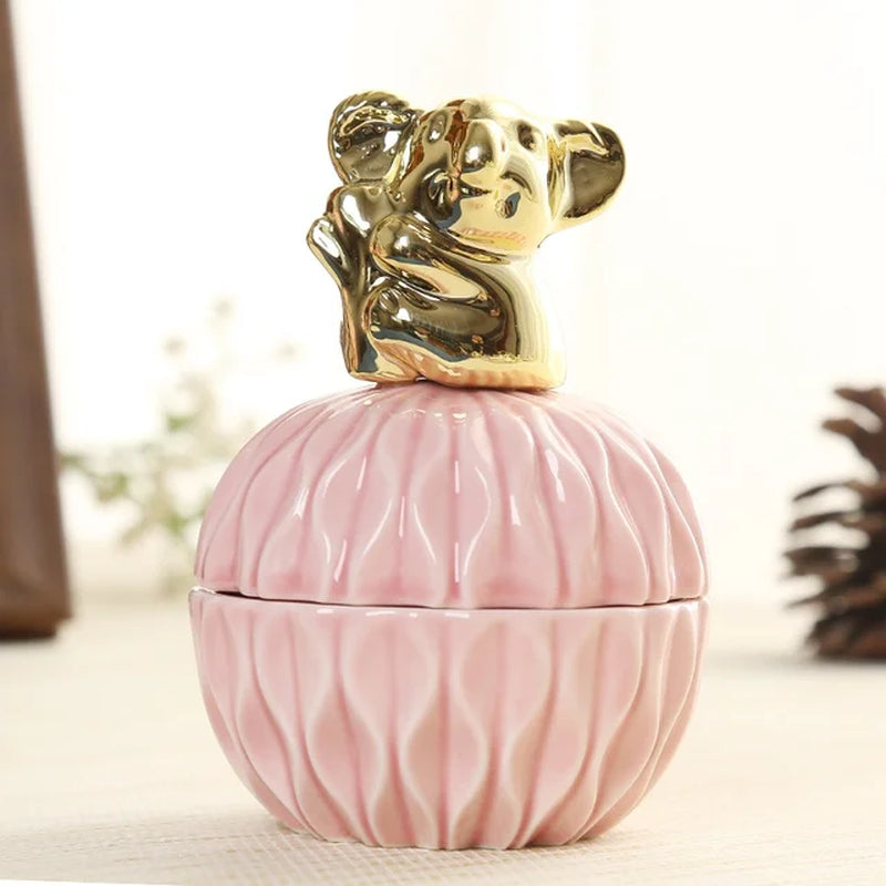 Pink Ceramic Jewelry Storage Box