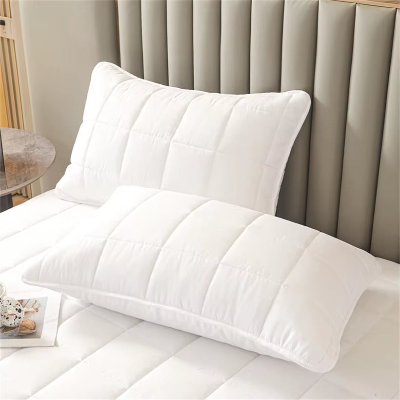 2Pcs Quilted Pillow Sham Soft Thicken Pillow Cover Solid Color Anti-Mite Anti-Bacterial Pillowcase Comfortable and Breathable