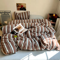 Stripe Print Velvet Duvet Cover