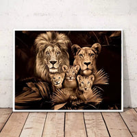 Lion Family Living Room Wall Print