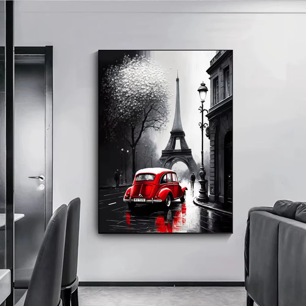 London Bus & Paris Tower Wall Prints