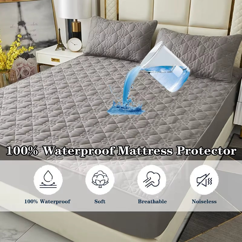 Waterproof Mattress Protector Embossed Bed Mattress Cover Soft Breathable Fitted Mattress Pad Cover 120/140/160/200X200 Washable