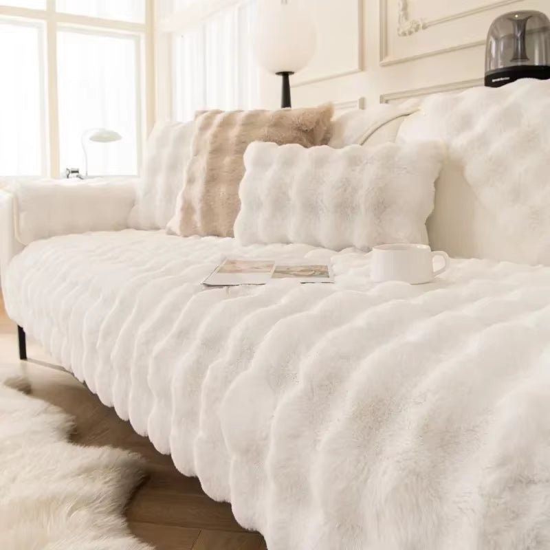 Nordic Solid Plush Sofa Cover