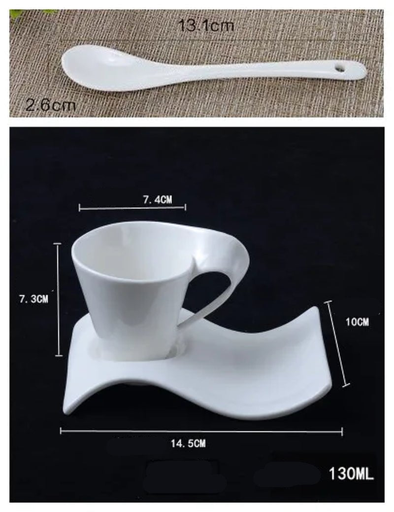 Modern Wavy Ceramic Espresso and Coffee Cups