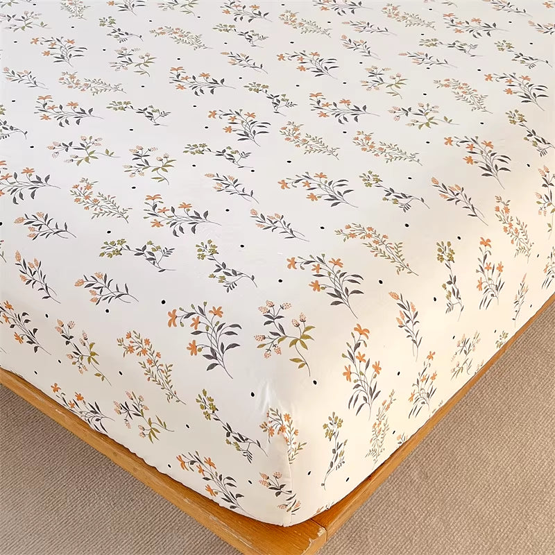 Soft Floral Cotton Fitted Sheet