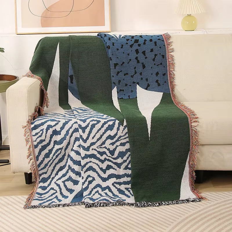 Geometric Yarn Dyed Woven Throw Blanket Sofa Cover Jacquard Bed Blankets Funky Beach Picnic Blanket Ins Wall Tapestry Home Decor