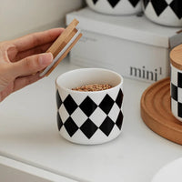 Black and White Checkered Ceramic Storage Jars