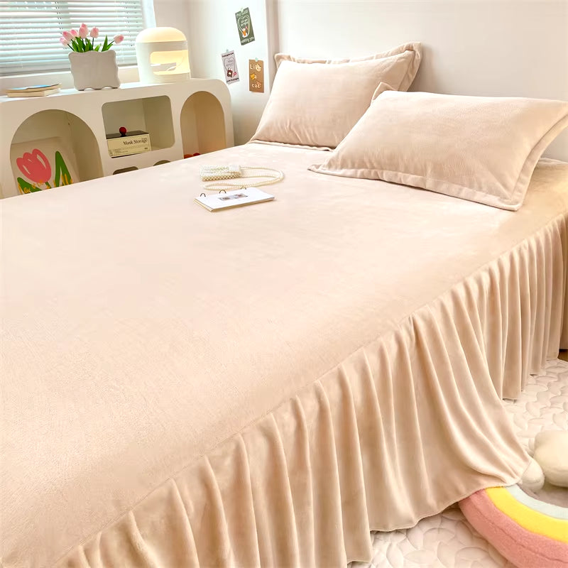 Elegant Velvet Bed Skirt Cover