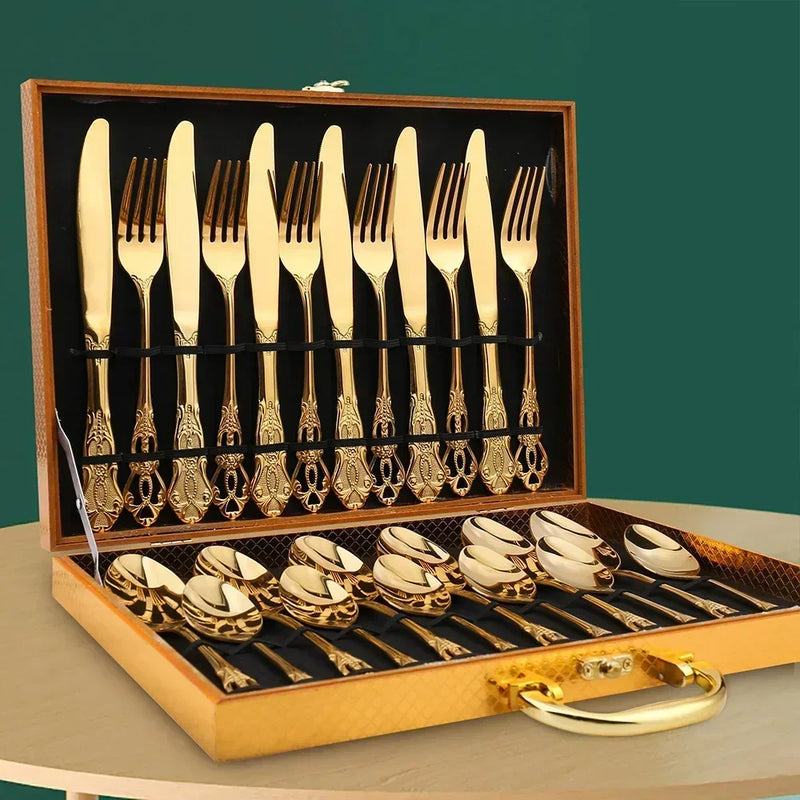 4Pcs Gold Royal European Cutlery Set (Stainless Steel)