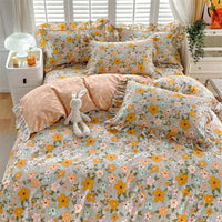 Cheerful Floral Cotton Duvet Cover