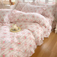 Floral Ruffled Cotton Duvet Cover