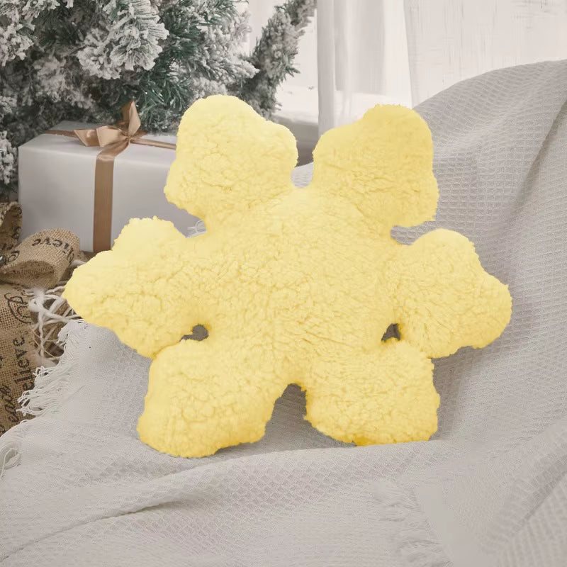 35Cm Christmas Snowflake Shaped Throw Pillows Soft Plush White Decorative Cushion for Sofa Chair and Bed Kawaii Flower Cushions