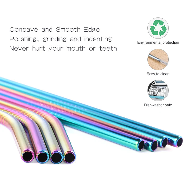 Reusable Metal Straws Set (Stainless Steel)