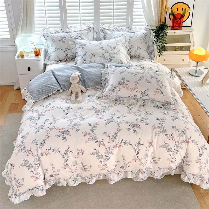 Ruffled Floral Duvet Cover