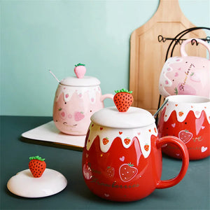 Japanese Strawberry Ceramic Coffee Mug