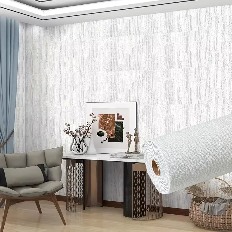 50X1000Cm Linen Wallpaper Solid Color Waterproof Background Wall Renovation Self-Adhesive Wallpaper 3D Textured Wall Stickers