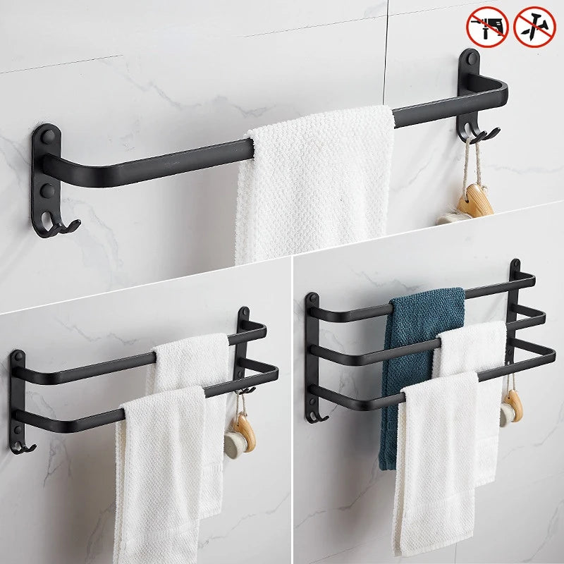 Black Aluminum Towel Bar Holders