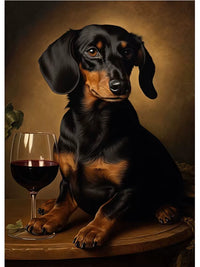 Dogs Enjoying Wine Wall Print