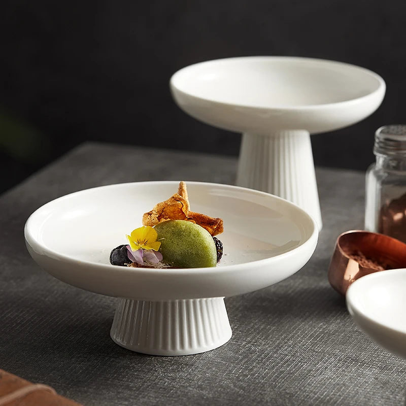 White Ceramic Tall Fruit/Snack Dishes