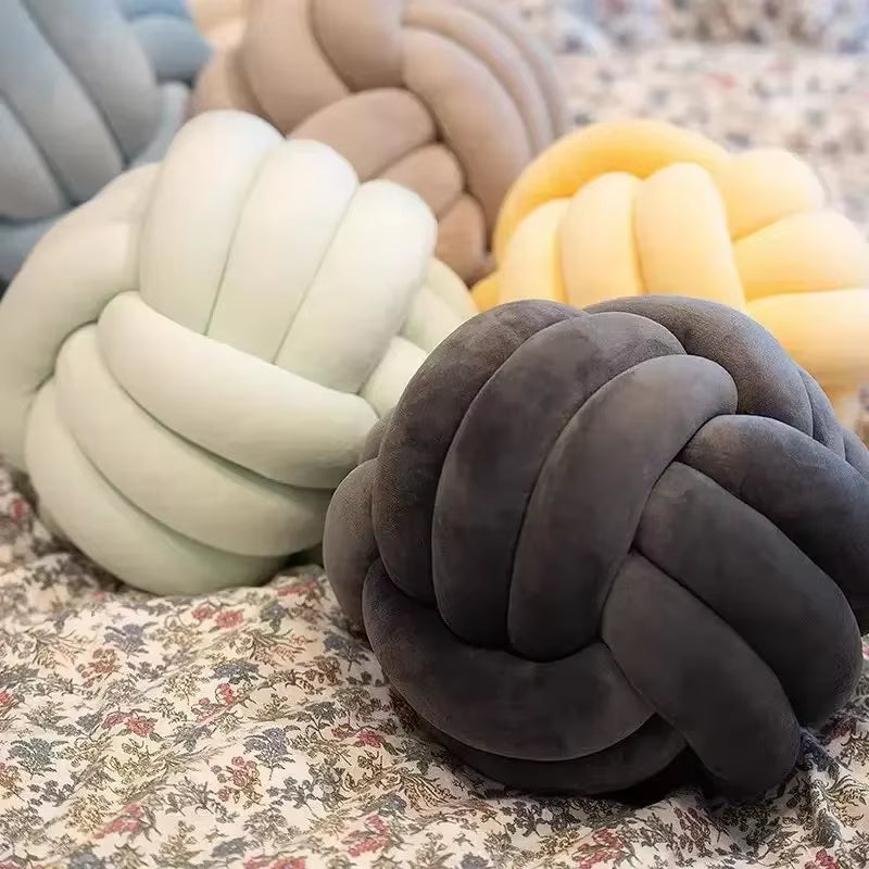 Soft Round Knotted Velvet Pillow