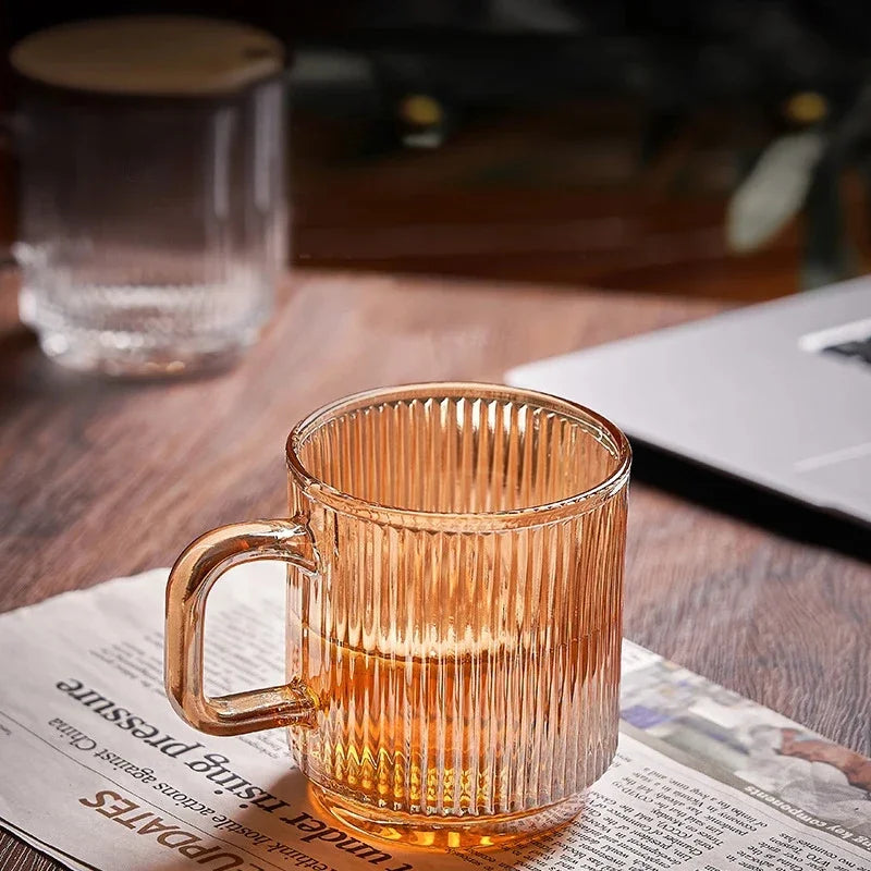 Japanese-Style Vertical Striped Glass Cups