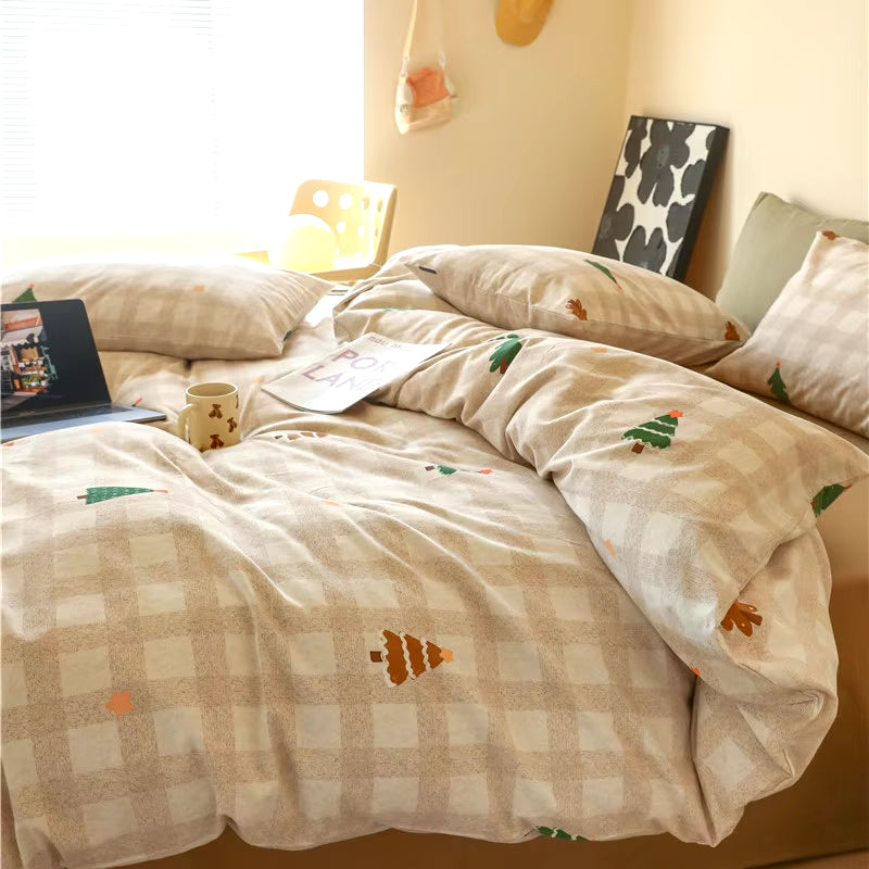 Cotton Duvet Cover with Festive Print