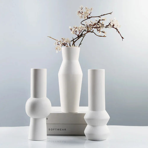 Modern White Ceramic Flower Vases