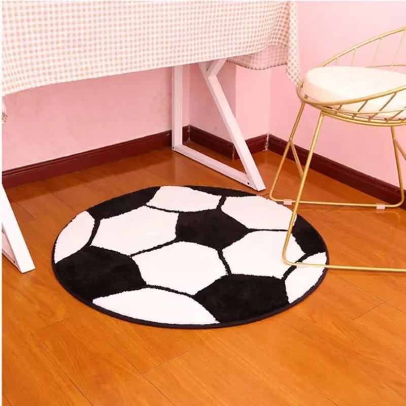 80X80Cm Tufted Plush Football Basketball Baseball Area Rug Anti-Slip Floor Mat Bedside Rugs round Carpets for Living Room Decor