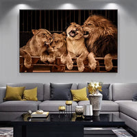 Lion Family Living Room Wall Print