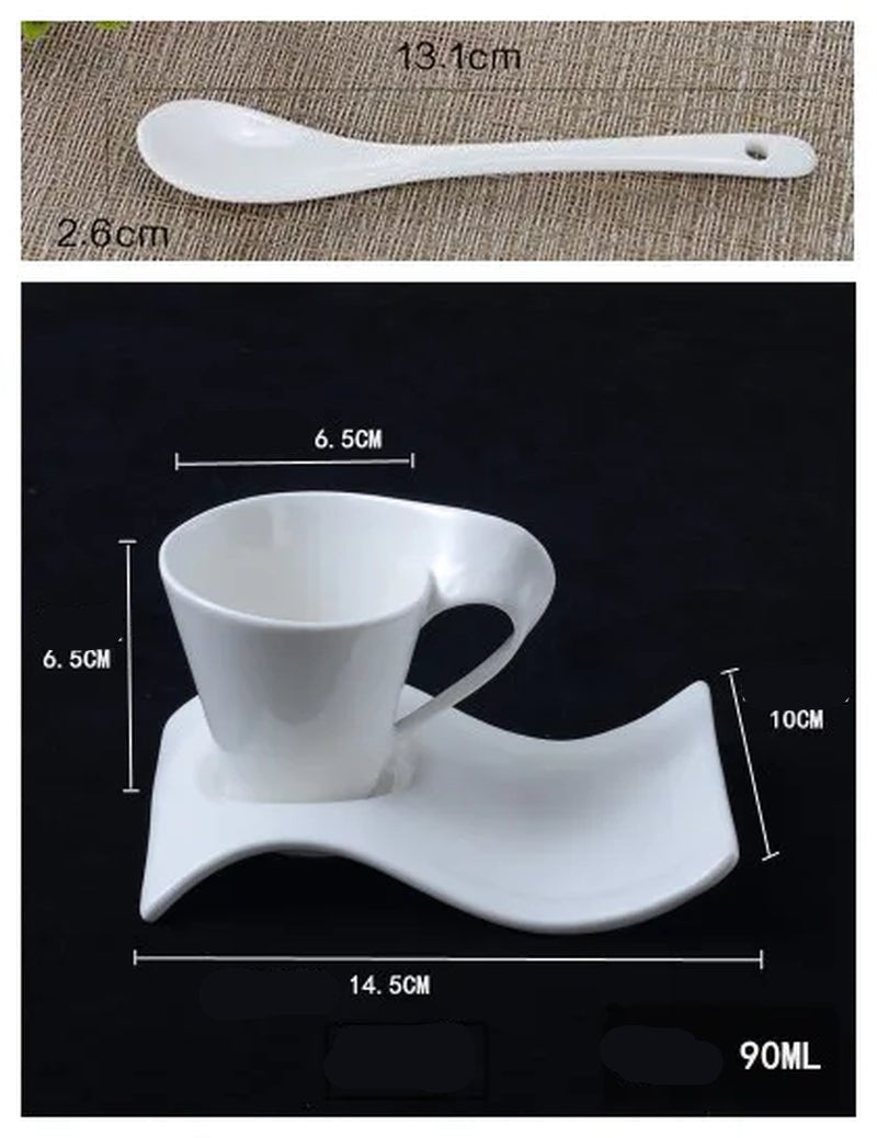 Modern Wavy Ceramic Espresso and Coffee Cups