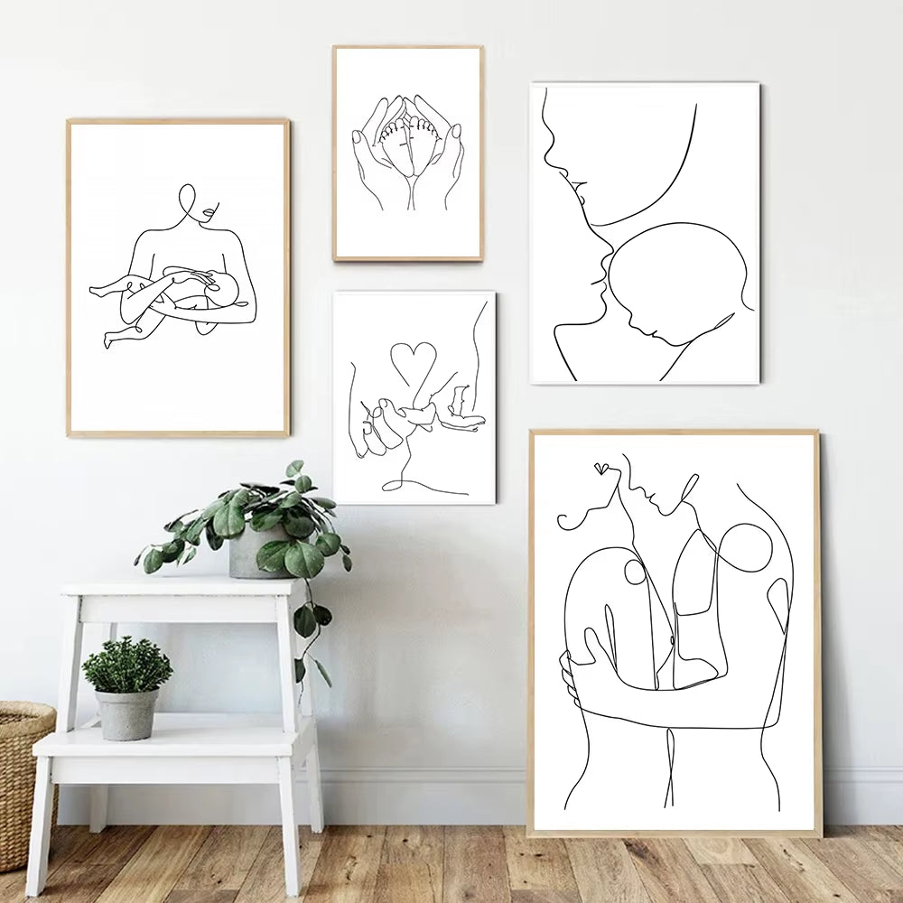 Line Family Love Wall Prints