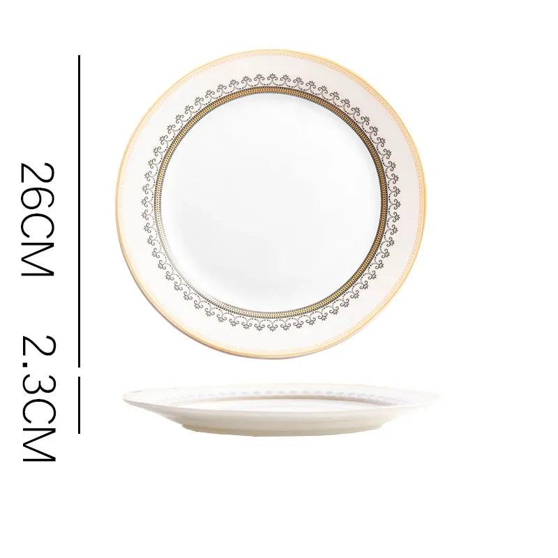 European-Style Patterned Ceramic Dinner Plates & Bowls